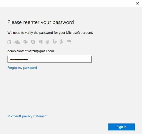 re-enter the password to microsoft family login
