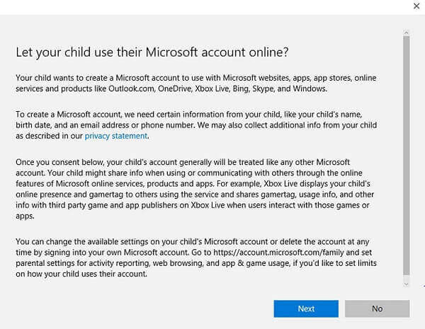 controle parental do Windows 10