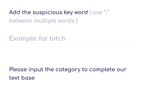 set suspicous key words