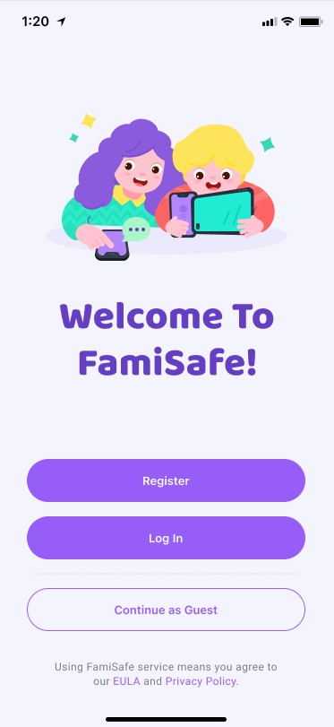 Register a FamiSafe account to track phone