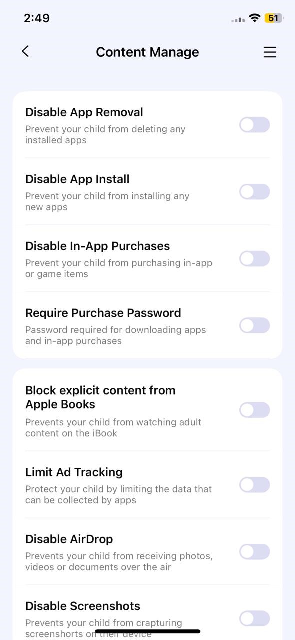 famisafe ios content manage