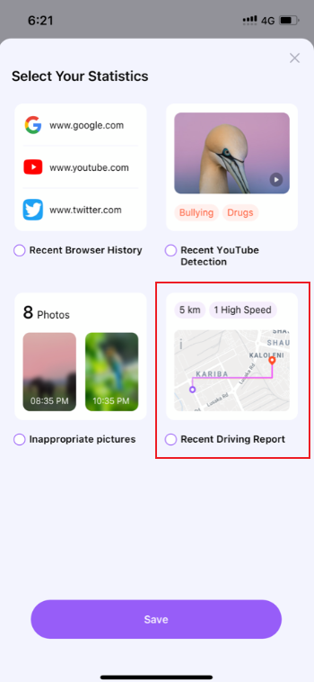 FamiSafe driving report