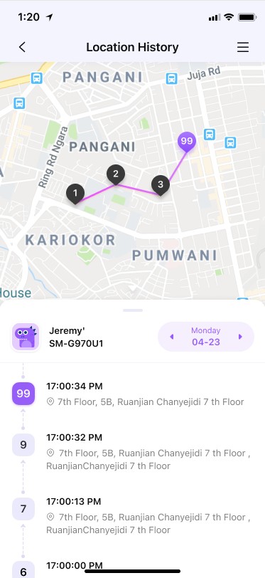 car tracker app famisafe location history
