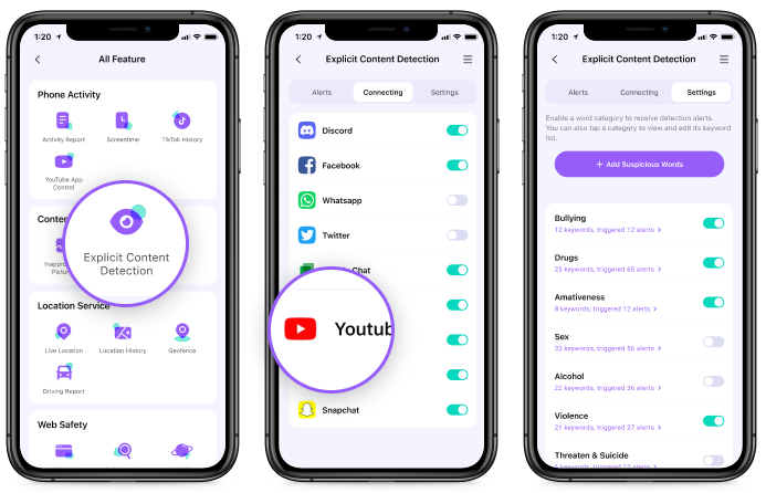 set YouTube parental controls with FamiSafe ios solution