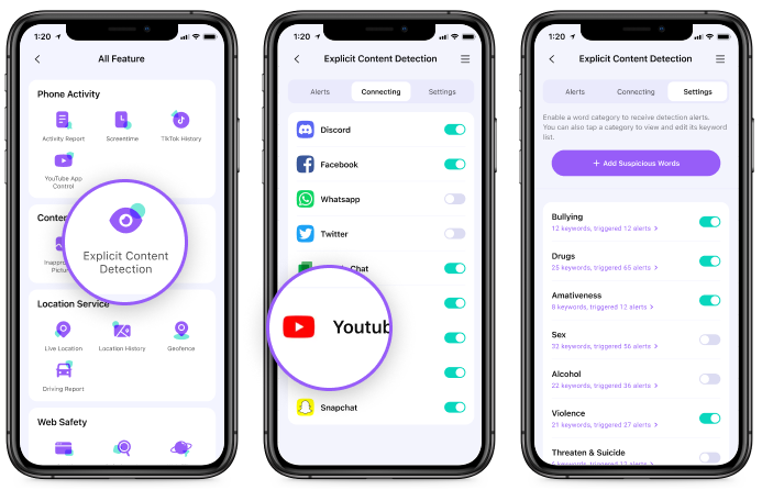 Establezca los controles parentales de YouTube con la solución de FamiSafe en ios