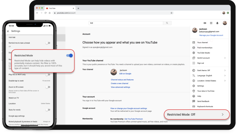 how to set YouTube parental controls with restricted mode