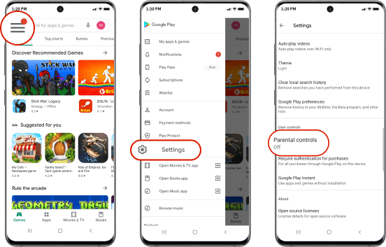 google play parental control