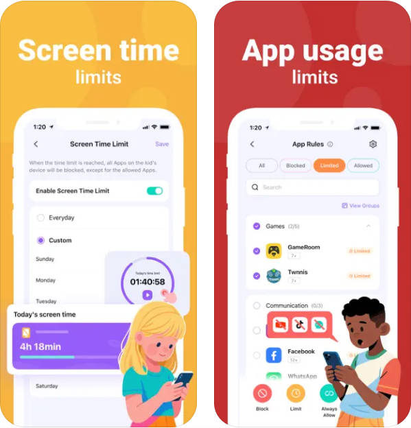 FamiSafe web filter and screen time control features