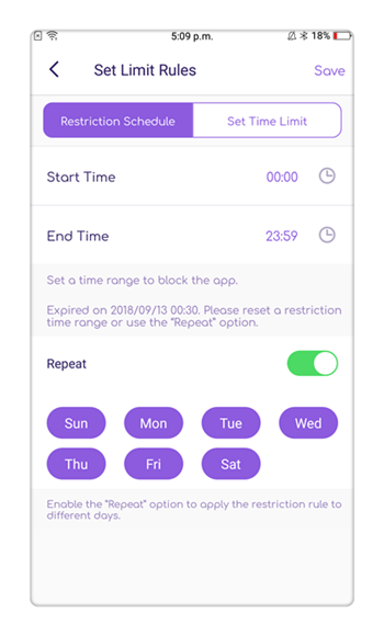 FamiSafe set smart time schedule