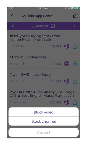 FamiSafe YouTube App Control