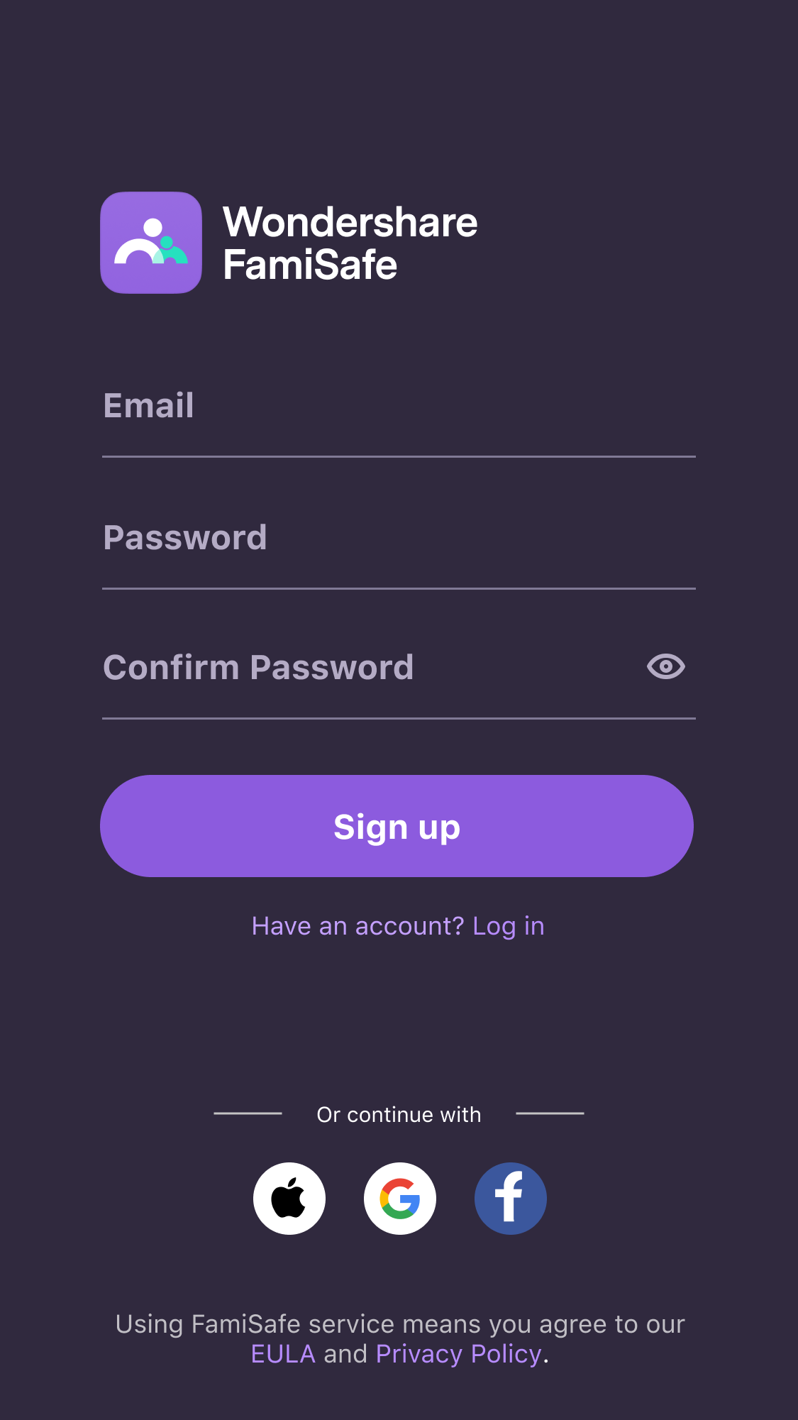 log into your account famisafe account on kid ios