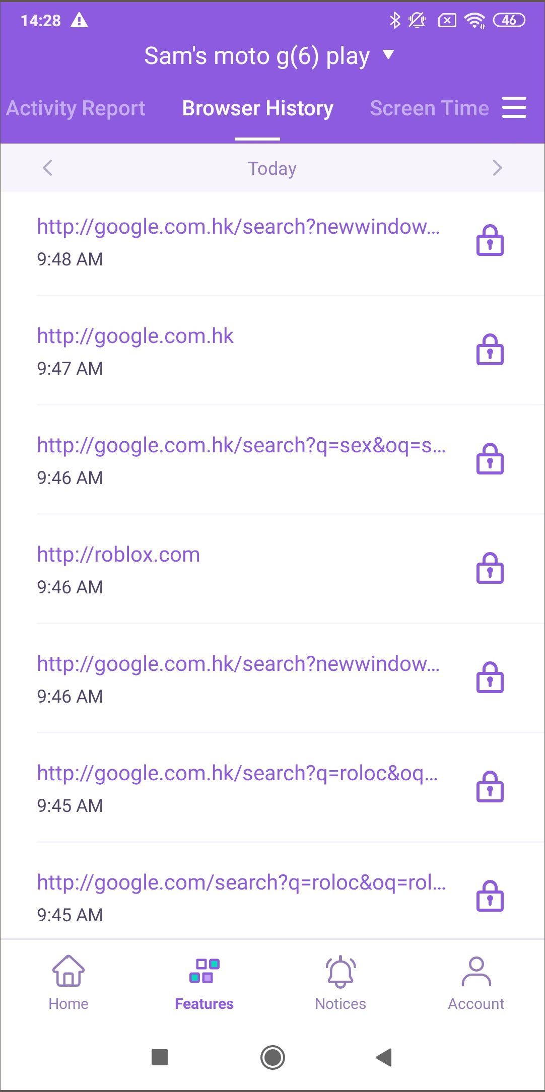 View browser history on FamiSafe