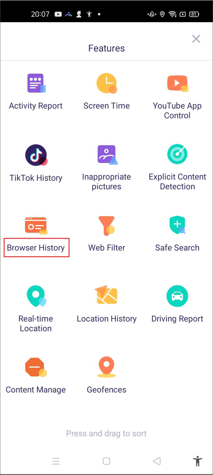 FamiSafe Browser History