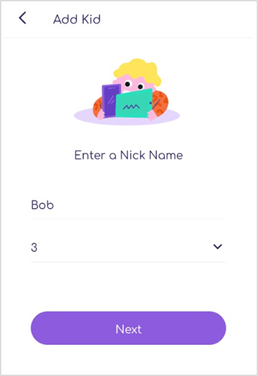 enter your kid's nameand age