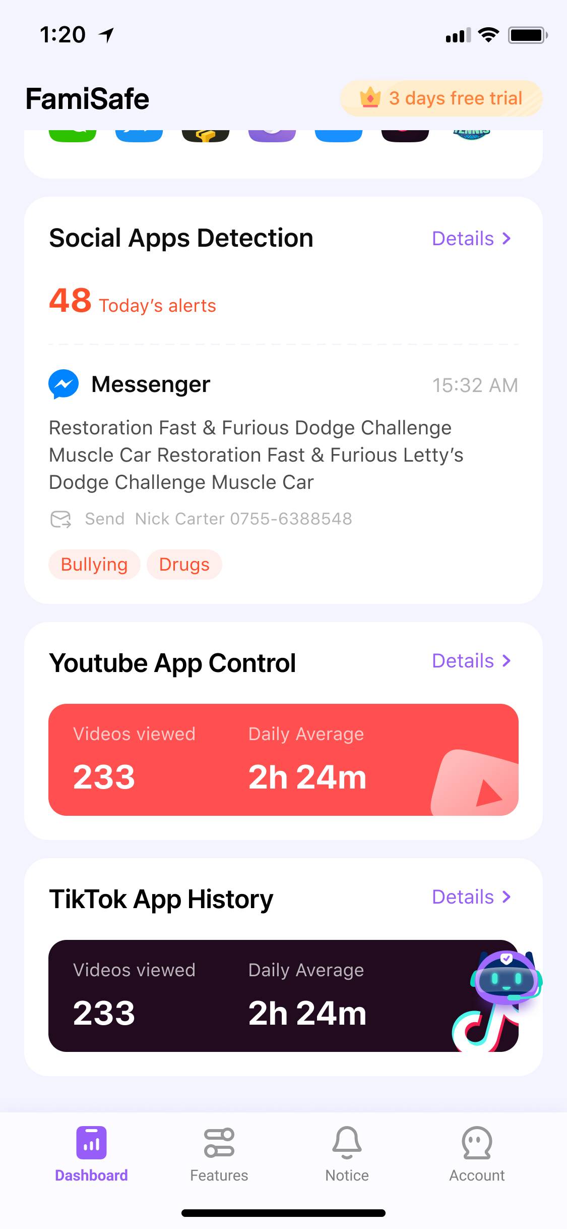 FamiSafe YouTube App Control