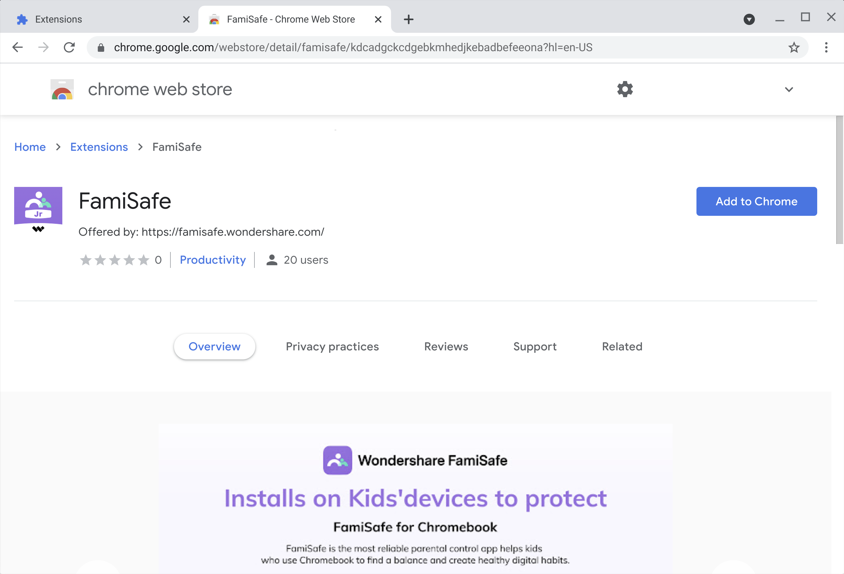install famisafe extension