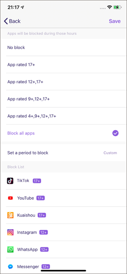 FamiSafe iOS app block - block by age range