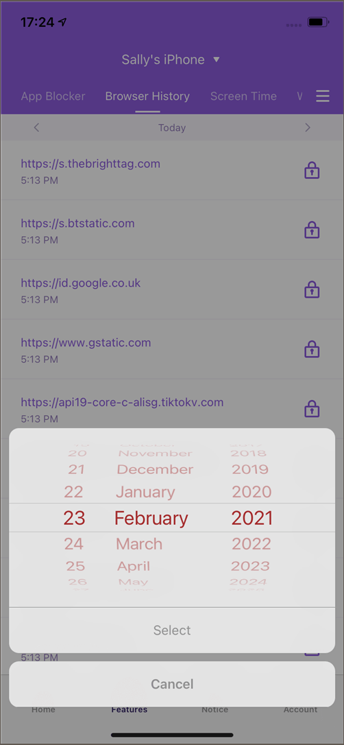 famisafe ios browser history - change date