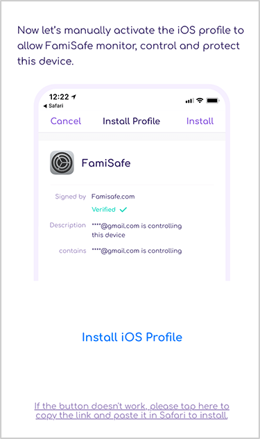 Descarga el perfil para encontrar el perfil de FamiSafe