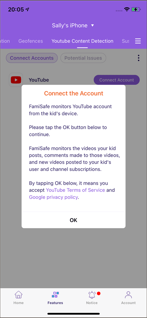 FamiSafe YouTube Content Detection - iOS