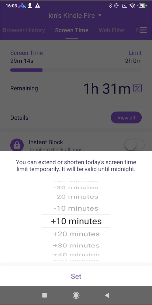Kindle fire screen time - add screen time 2