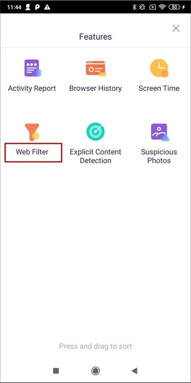 Lo que puede hacer con el Filtro Web FamiSafe: