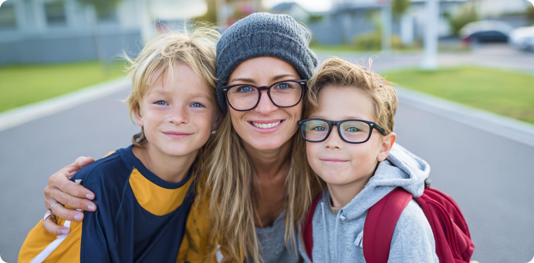 Parents with two kids juggling soccer and tutoring pickups